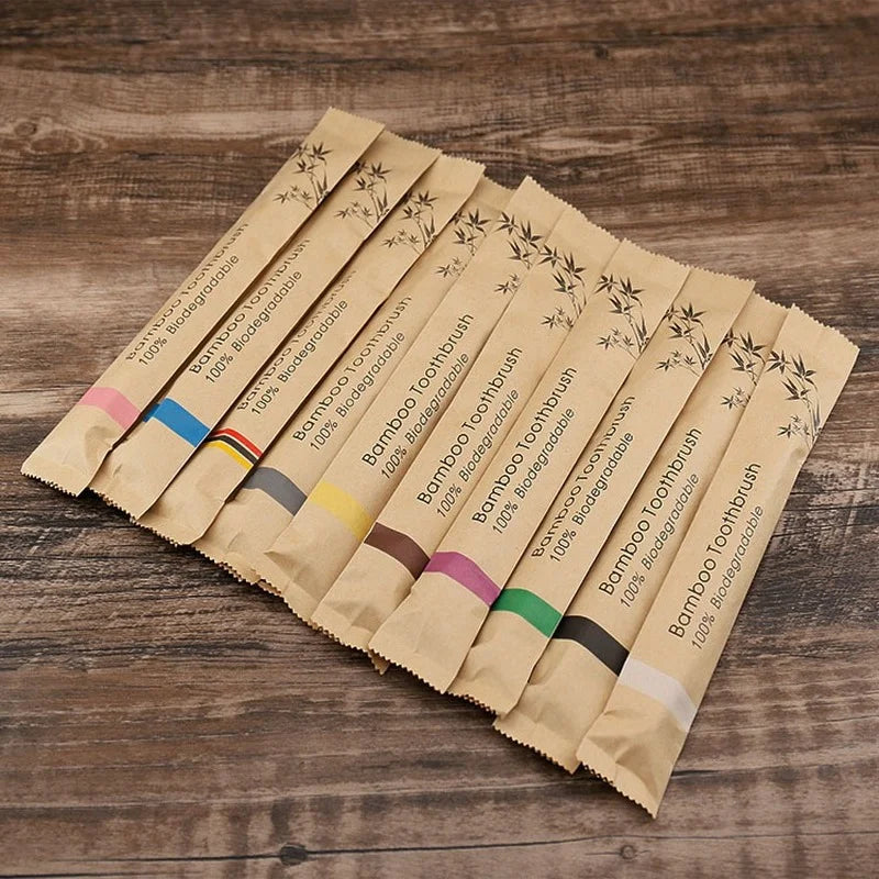 Bamboo Colorful Toothbrushes 10pcs